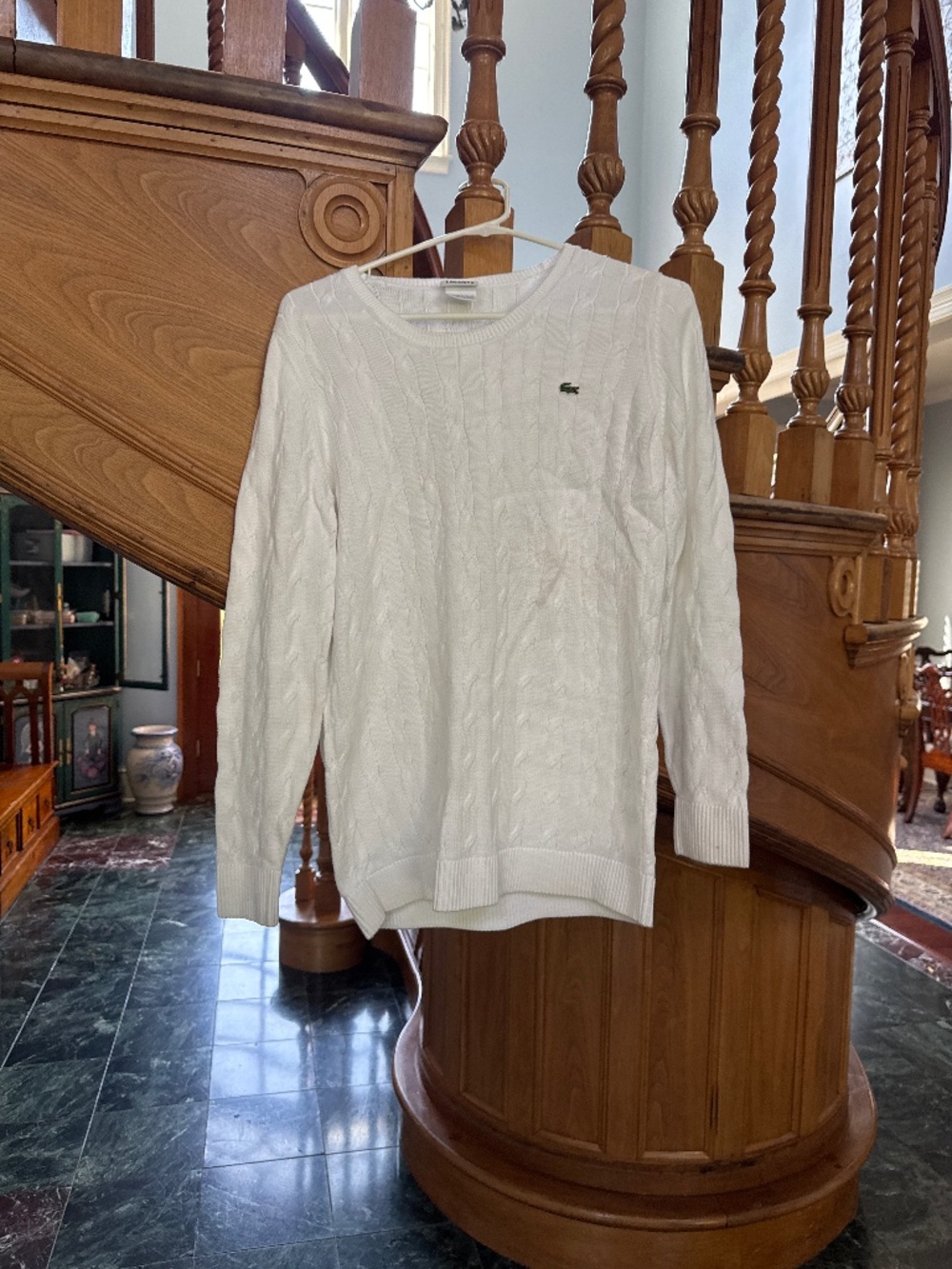 Lacoste 42 size white sweater